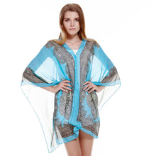 Paisley Print Chiffon Blouse Women Blusas Beachwear Poncho Blouse Cover Up Kimono Tops Blusa Feminino Chiffon Poncho Top ELY