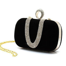 Party Women Bag Rhinestone Clutch Handbag Ring Bridal Evening Shoulder Chain ELY
