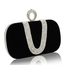 Party Women Bag Rhinestone Clutch Handbag Ring Bridal Evening Shoulder Chain ELY