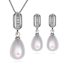 Pearl jewelery sets 925 silver pearl pendant necklace with stud earrings whole set jewelry set white color NPLS 54 ELY