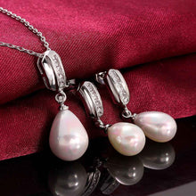 Pearl jewelery sets 925 silver pearl pendant necklace with stud earrings whole set jewelry set white color NPLS 54 ELY