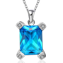 Platinum Plated statement necklace square blue sky sapphire jewelry colares femininos necklaces pendants couponFBLN 23 ELY