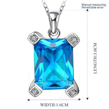 Platinum Plated statement necklace square blue sky sapphire jewelry colares femininos necklaces pendants couponFBLN 23 ELY