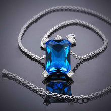 Platinum Plated statement necklace square blue sky sapphire jewelry colares femininos necklaces pendants couponFBLN 23 ELY
