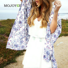 Plus Size S-XL Style Women Blouse Casual Loose Batwing Half Sleeve Blouses Tops Floral Print Kimono Cardigan ELY