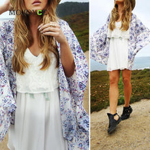 Plus Size S-XL Style Women Blouse Casual Loose Batwing Half Sleeve Blouses Tops Floral Print Kimono Cardigan ELY