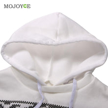 Print Snowflake Hooded Fleece Sweatshirt Tops Casual Hooded Long Sleeve Pocket Sweatshirt White Pullover Molleton ELY