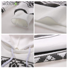 Print Snowflake Hooded Fleece Sweatshirt Tops Casual Hooded Long Sleeve Pocket Sweatshirt White Pullover Molleton ELY