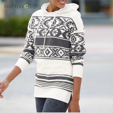Print Snowflake Hooded Fleece Sweatshirt Tops Casual Hooded Long Sleeve Pocket Sweatshirt White Pullover Molleton ELY