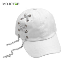 Punk Style Men Women Baseball Peaked Cap Adjustable Snapback Baseball Hat Metal Cahin Decor HipHop Hat 1STL ELY