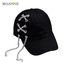 Punk Style Men Women Baseball Peaked Cap Adjustable Snapback Baseball Hat Metal Cahin Decor HipHop Hat 1STL ELY