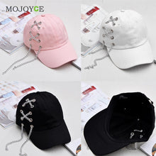 Punk Style Men Women Baseball Peaked Cap Adjustable Snapback Baseball Hat Metal Cahin Decor HipHop Hat 1STL ELY