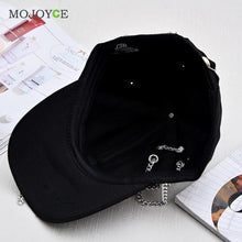 Punk Style Men Women Baseball Peaked Cap Adjustable Snapback Baseball Hat Metal Cahin Decor HipHop Hat 1STL ELY