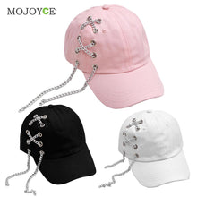 Punk Style Men Women Baseball Peaked Cap Adjustable Snapback Baseball Hat Metal Cahin Decor HipHop Hat 1STL ELY