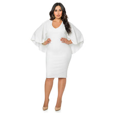 Pure White unique design from Paris Women Sexy Bodycon White Plus size batwing Sleeves Mini Dress plus size ELY