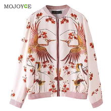 Quilting Jackets Women Floral Print Women Basic Coats Long Sleeve Zipper Women Bomber Jacket Coat ELY