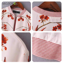 Quilting Jackets Women Floral Print Women Basic Coats Long Sleeve Zipper Women Bomber Jacket Coat ELY