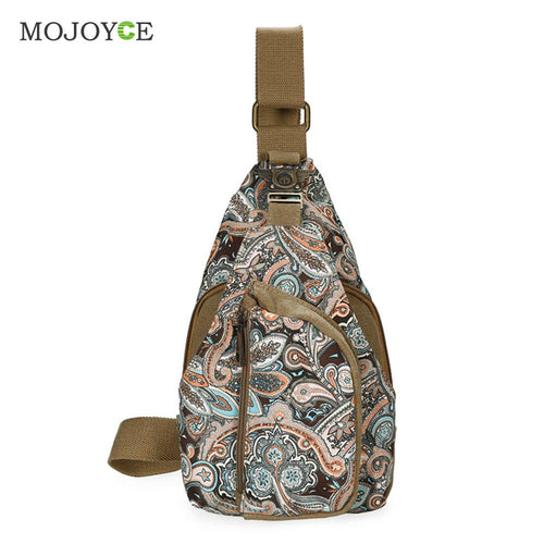 Retro Floral Printing Crossbody Women Messenger Bags Satchel Canvas Cotton Chest Pack Women Bag bolsa feminina sac a main ELY