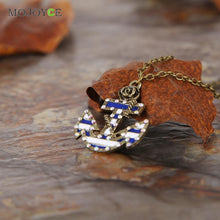 Sailor Necklace Vintage Strip Flower Inlay Crystal Anchor-shaped 1STL ELY