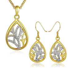 Sale 18k gold plated jewelry sets hollow leaf necklace+earrings SMTPS4 ELY