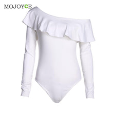 Sexy Women Bodysuits Ruffles Club Long Sleeve Bodycon Sheath Bodysuit Elastic Solid Playsuits Rompers Womens Jumpsuits ELY
