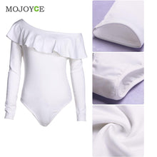 Sexy Women Bodysuits Ruffles Club Long Sleeve Bodycon Sheath Bodysuit Elastic Solid Playsuits Rompers Womens Jumpsuits ELY