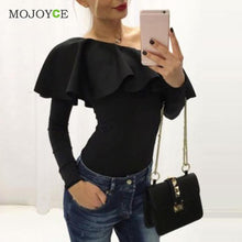 Sexy Women Bodysuits Ruffles Club Long Sleeve Bodycon Sheath Bodysuit Elastic Solid Playsuits Rompers Womens Jumpsuits ELY