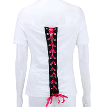 Sexy Backless T Shirt Women Short Sleeve Bandage T Shirt Camisole Lady Cartoon O-neck Casual Vest Tops ELY