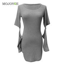 Sexy Bandage Bodycon Women Dress Gray Party Casual Short Mini Dress Hollow Sleeve Vestido Dress vestido de festa ELY