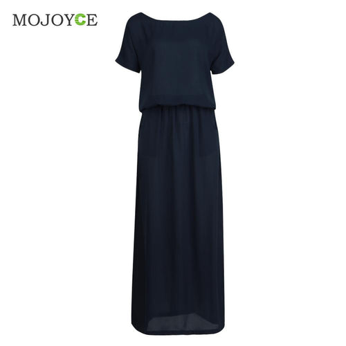 Sexy Casual Sleeveless Evening Party Women Dress vestidos Off shoulder Chiffon Long Dress vestido de festa ELY