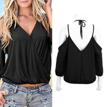 Sexy Deep V-Neck Blusa Bandage Sleeveless Backless Tee Casual Women Tops Off Shoulder T-shirt 1STL ELY