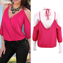 Sexy Deep V-Neck Blusa Bandage Sleeveless Backless Tee Casual Women Tops Off Shoulder T-shirt 1STL ELY