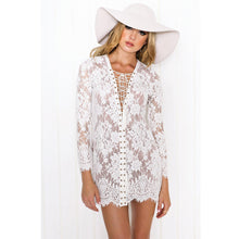 Sexy Formal Women Long Sleeve White Lace Dress Party Gown Prom Lace Bridesmaid Clubwear V-Neck Bandage Vestido De Festa 1STL ELY