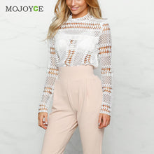Sexy Lace Women Blouses Hollow Out Crochet Lace Blouse Tops Long Sleeve White Blusas y Camisas Mujer Sexy Shirt Women Blusas ELY