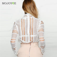 Sexy Lace Women Blouses Hollow Out Crochet Lace Blouse Tops Long Sleeve White Blusas y Camisas Mujer Sexy Shirt Women Blusas ELY