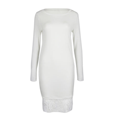 Sexy Long Sleeve Lace Splice Women Dress Bodycon Party Dress Black Dress vestidos femininos ELY