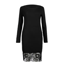 Sexy Long Sleeve Lace Splice Women Dress Bodycon Party Dress Black Dress vestidos femininos ELY