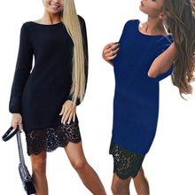 Sexy Long Sleeve Lace Splice Women Dress Bodycon Party Dress Black Dress vestidos femininos ELY