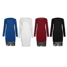 Sexy Long Sleeve Lace Splice Women Dress Bodycon Party Dress Black Dress vestidos femininos ELY