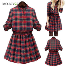 Sexy Red Plaids Dress Long Sleeve Women Dress Casual Party Short Mini Dress Plus Size 2XL 3XL 4XL 5XL Vestido ELY