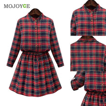 Sexy Red Plaids Dress Long Sleeve Women Dress Casual Party Short Mini Dress Plus Size 2XL 3XL 4XL 5XL Vestido ELY