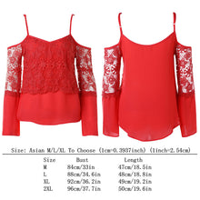 Sexy Off Shoulder Lace Women Tops Long Sleeve Shirt Women Hollow Out Sleeve Crop Tops Women Blouse Blusa Plus Size ELY