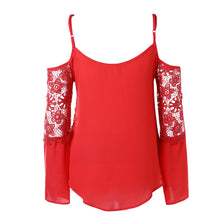 Sexy Off Shoulder Lace Women Tops Long Sleeve Shirt Women Hollow Out Sleeve Crop Tops Women Blouse Blusa Plus Size ELY