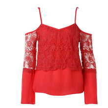Sexy Off Shoulder Lace Women Tops Long Sleeve Shirt Women Hollow Out Sleeve Crop Tops Women Blouse Blusa Plus Size ELY