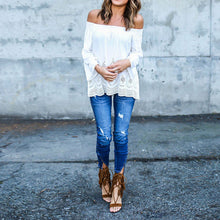 Sexy Off Shoulder Long Women Tops Hollow Out Long Sleeve Shirt Women Women Blouses Blusa Plus Size blusas femininas ELY