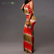Sexy Off Shoulder Women Dress Colorful Printing Boho Dress vestido Maxi Party Beach Long Dress women vestido de festa plus size ELY