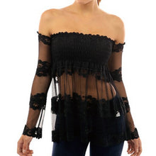 Sexy Off-shoulder Backless Blouse Strapless Slash Neck Blusas Splice Long Sleeve Lace Tops Blusas Femininas Women Blouses 1STL ELY