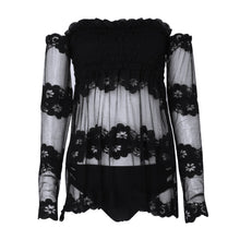 Sexy Off-shoulder Backless Blouse Strapless Slash Neck Blusas Splice Long Sleeve Lace Tops Blusas Femininas Women Blouses 1STL ELY