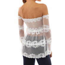 Sexy Off-shoulder Backless Blouse Strapless Slash Neck Blusas Splice Long Sleeve Lace Tops Blusas Femininas Women Blouses 1STL ELY