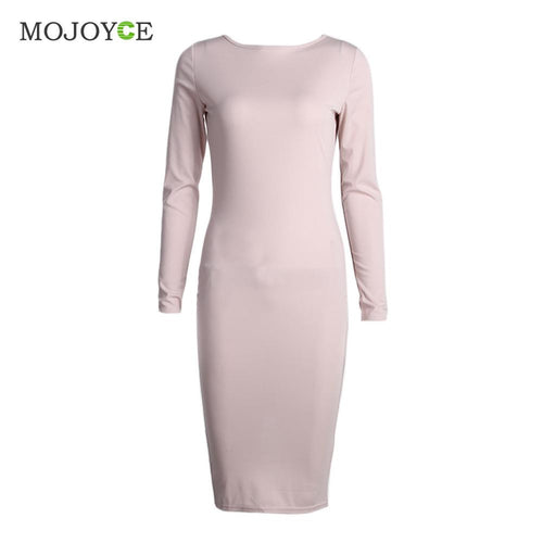 Sexy Stretchy Women Dress Bodycon Dress Vestidos Sheath O-neck Tight Back Zipper Dress Plus Size vestido de festa ELY